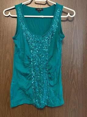 Jacob emerald green Sequin Scoop Neck Tank